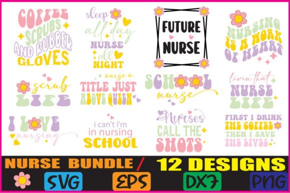 12 Retro Nurse Svg Bundle
