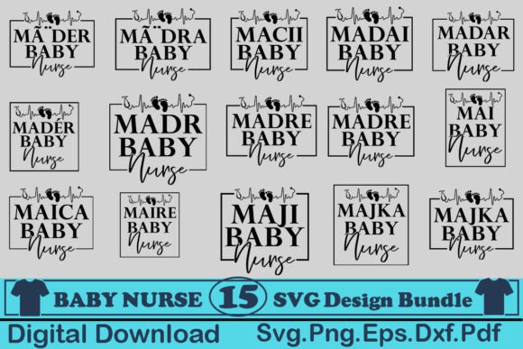 Baby Nurse SVG Bundle Designs for Graphics and Crafts