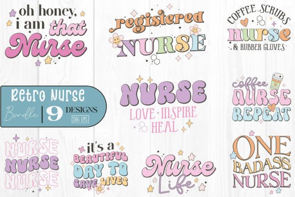 Retro Nurse SVG Bundle for Crafts and Graphics